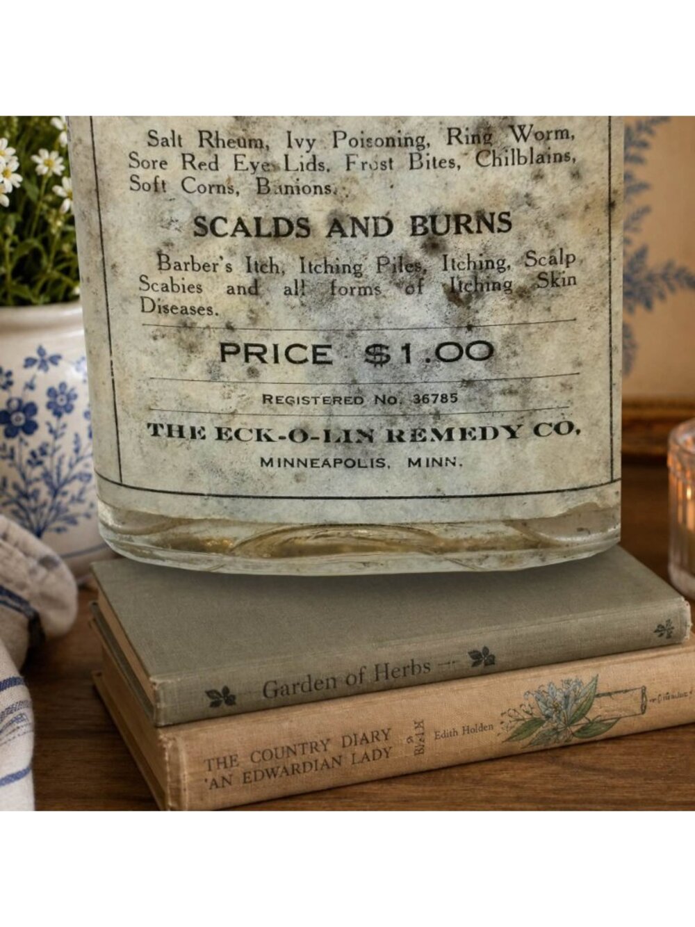 Antique ECK-O-LIN Skin Perfector Bottle with Original Label | Apothecary Medicin - Picture 3 of 4
